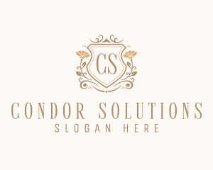 Stylish Floral Shield  logo design