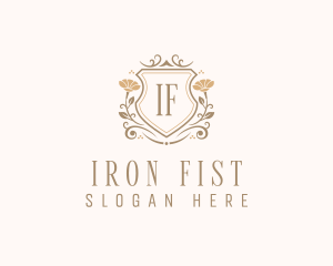 Stylish Floral Shield  logo design