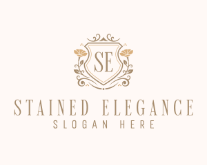 Stylish Floral Shield  logo design