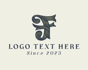 Letter F - Elegant Woodworking Carpentry logo design