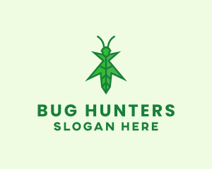 Entomology - Nature Leaf Grasshopper logo design