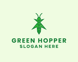 Nature Leaf Grasshopper  logo design