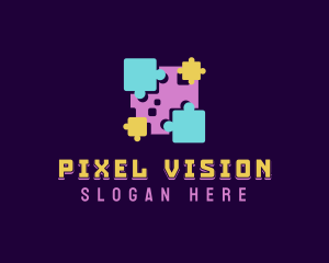 Pixel Jigsaw Puzzle logo design