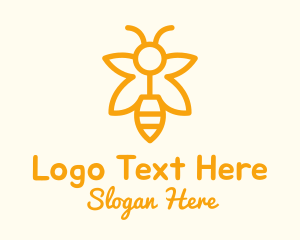 Minimalist - Yellow Bee Outline logo design