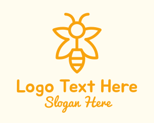 Bug - Yellow Bee Outline logo design
