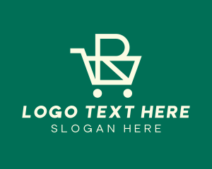 Grocery Shopping - Green Grocery Cart Letter R logo design