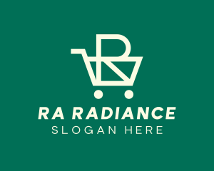 Green Grocery Cart Letter R logo design