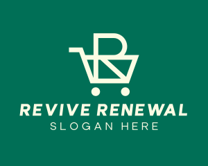 Green Grocery Cart Letter R logo design