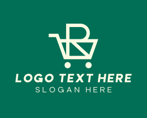Grocery Store - Green Grocery Cart Letter R logo design