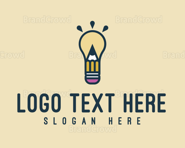 Light Bulb Idea Pencil Logo