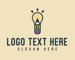 Writer - Light Bulb Idea Pencil logo design