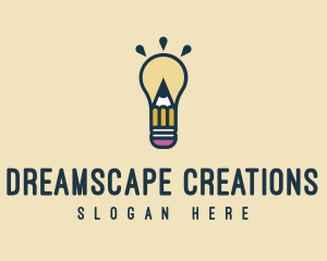 Imagination - Light Bulb Idea Pencil logo design