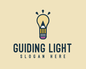 Light Bulb Idea Pencil logo design