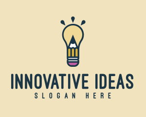 Creativity - Light Bulb Idea Pencil logo design