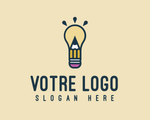 Creative - Light Bulb Idea Pencil logo design