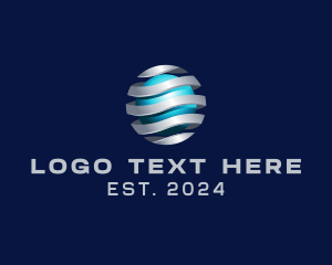 Telecommunications - 3D Cyber Globe logo design