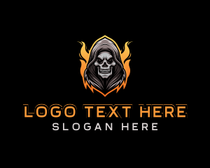 Skeleton - Fire Reaper Skull Gaming logo design