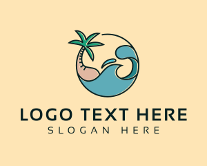 Palm Tree - Beach Island Waves logo design