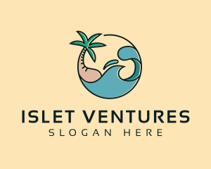 Islet - Beach Island Waves logo design