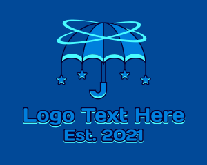 Raining - Orbital Umbrella  Star logo design