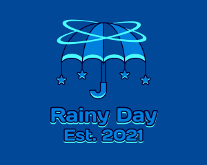 Raining - Orbital Umbrella  Star logo design