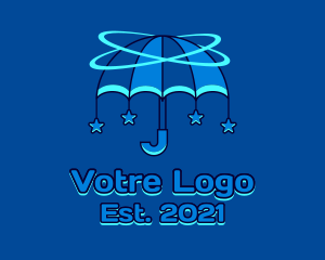 Rain - Orbital Umbrella  Star logo design