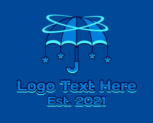 Weather App - Orbital Umbrella  Star logo design