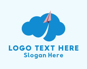 Sky - Paper Plane Cloud logo design
