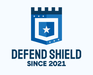 Defend - Blue Medieval Shield logo design