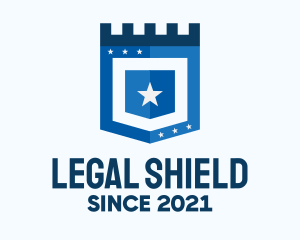 Blue Medieval Shield logo design