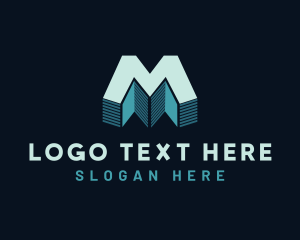 Text - 3D Building Letter M logo design