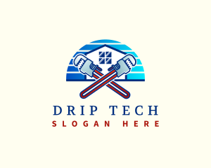 Leak - Plumbing Wrench Repair logo design