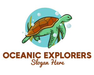 Marine Biology - Wild Sea Turtle logo design