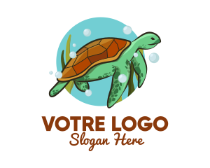 Underwater - Wild Sea Turtle logo design