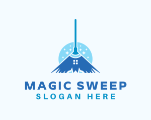 Blue Broom Housekeeper logo design