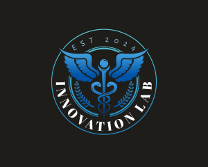 Healthcare Caduceus Staff logo design