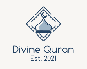 Quran - Monoline Mosque Badge logo design