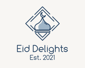 Eid - Monoline Mosque Badge logo design