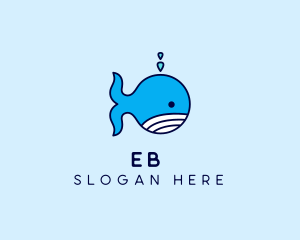 Fish - Aquatic Whale Cartoon logo design
