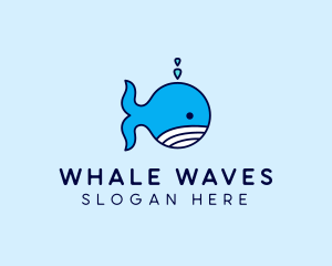 Aquatic Whale Cartoon logo design