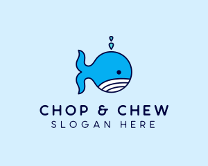 Whale - Aquatic Whale Cartoon logo design