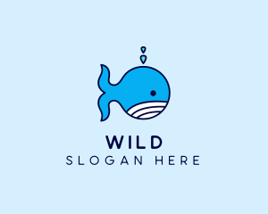 Ocean - Aquatic Whale Cartoon logo design