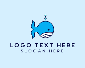 Blue Whale - Aquatic Whale Cartoon logo design