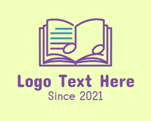 Music Class - Purple Music Book logo design