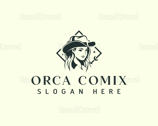 Cowgirl Hat Woman Logo
