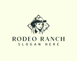 Cowgirl Hat Woman logo design