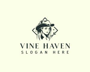 Cowgirl Hat Woman logo design