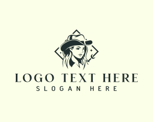 Sheriff - Cowgirl Hat Woman logo design