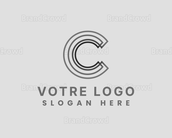 Elegant Striped Company Letter C Logo