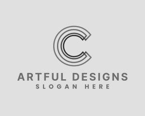 Elegant Striped Company Letter C logo design